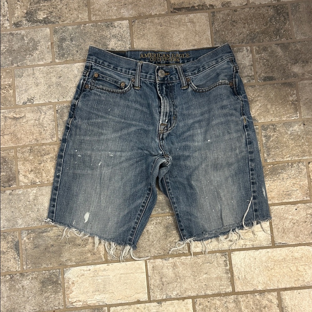 American Eagle Outfitters Men's Distressed Blue Jean Shorts